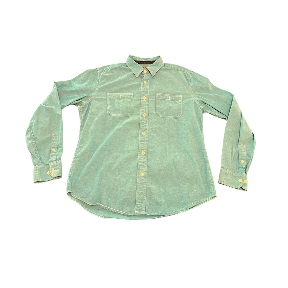 Stapleford Men Medium Blue Speckle Cotton Button Down Shirt Long Sleeve Workwear
